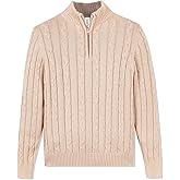 Kid Nation Boys Sweater 100% Cotton Quarter Zip Sweater Kids Cable Knit Casual Pullover (Previously Amazon Essentials)