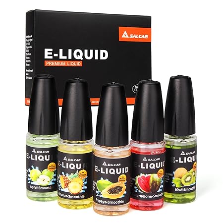 Salcar® Premium Obst-Smoothie Set 5x10ml E-Liquid für E-Zigarette,E Shisha mit Nadelflaschen, 0,0mg Nikotin(Apfel-Smoothie, W