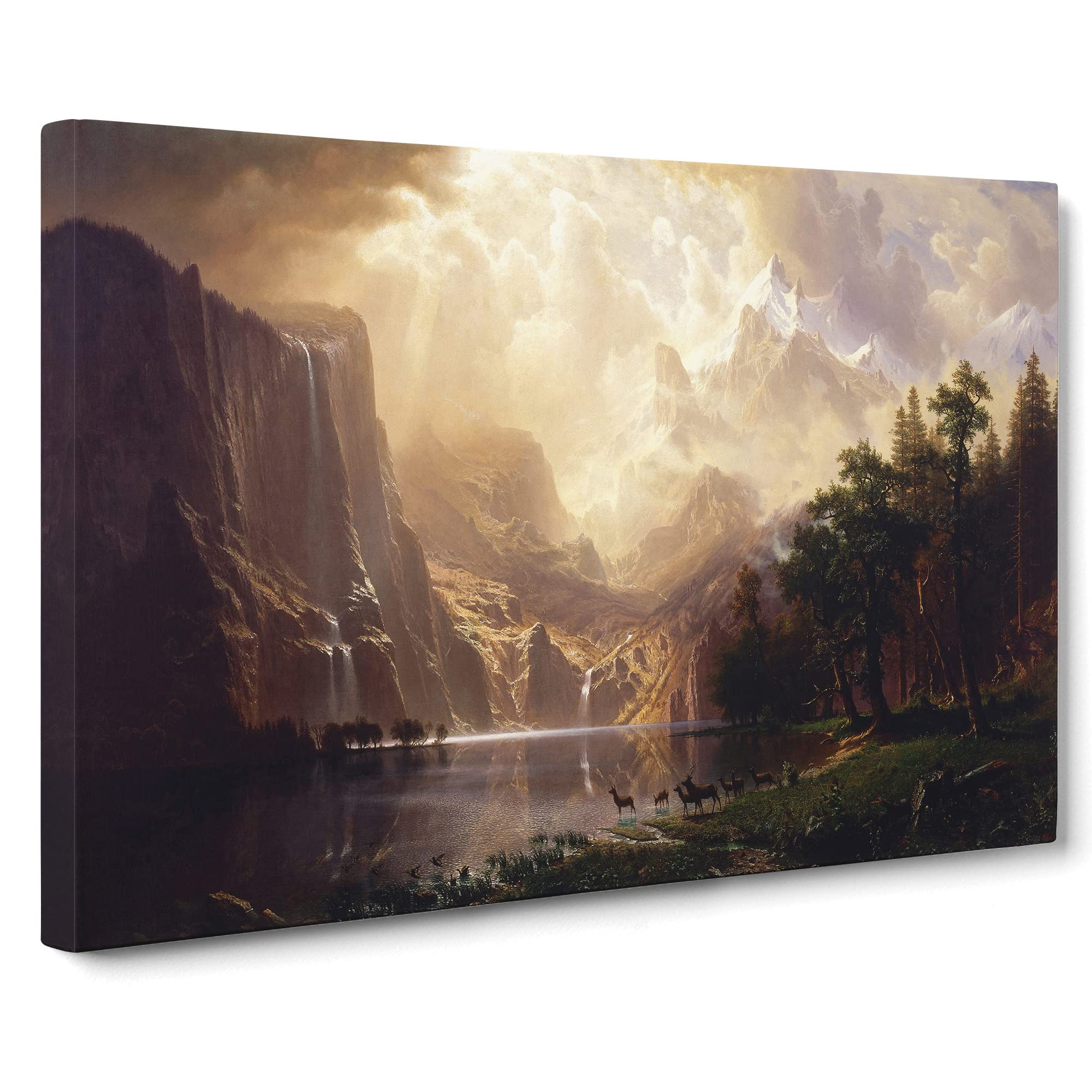 Among The Sierra Nevada By Albert Bierstadt Canvas Print | Gallery Wrapped 30mm Frame Wall Art | 20x14 inches | Ready to Hang | Classic Picture | Living Room Bedroom Lounge Office