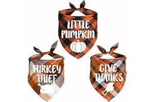 JOTFA Thanksgiving Day Dog Bandanas, Holiday Fall Plaid Dog Puppy Bandana Scarf Costume for Small Medium Large Dogs Pets
