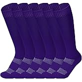 American Trends Girls Softball Socks 6 Pairs Baseball Softball Socks for Girls Youth Knee High Soccer Socks