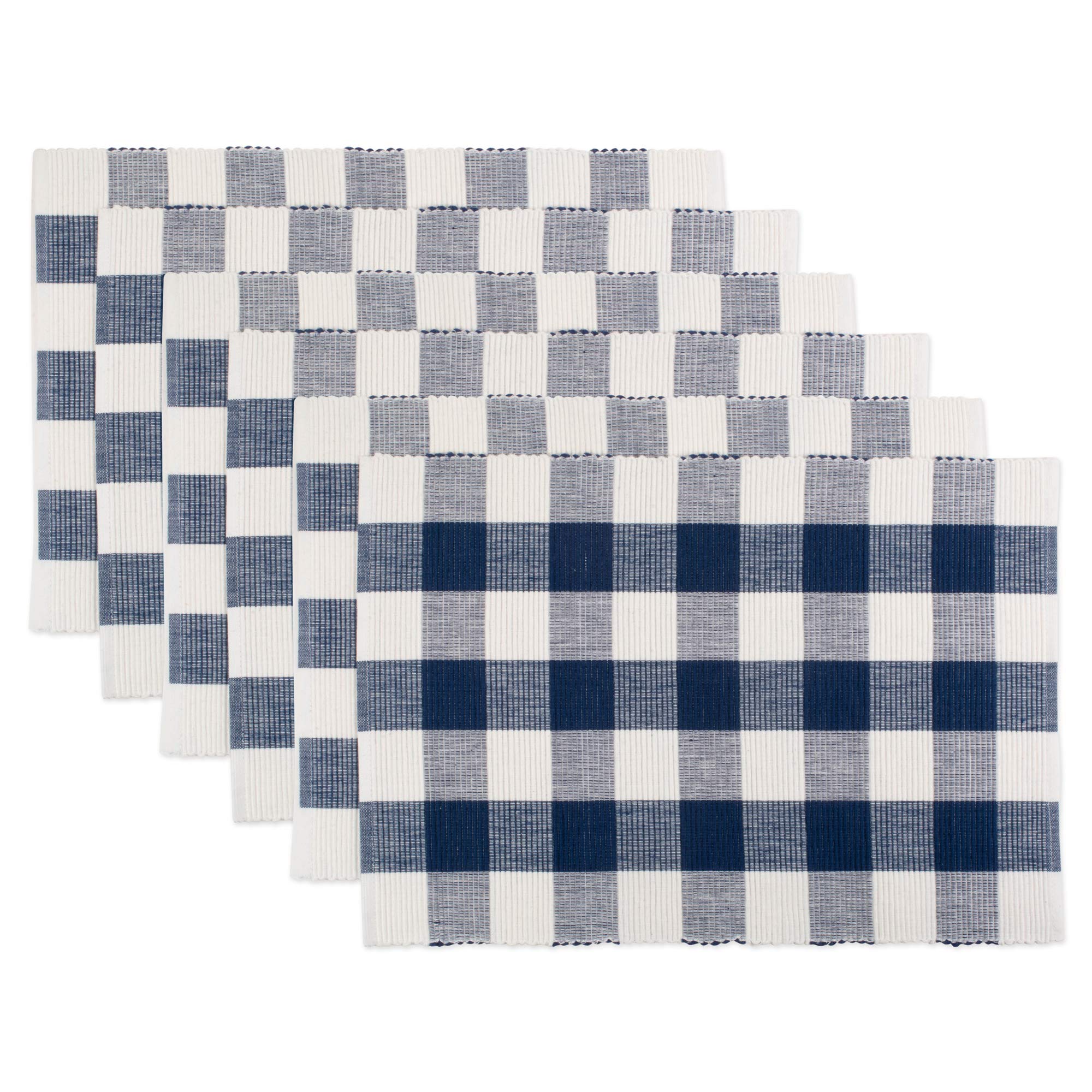 DII Classic Farmhouse Tabletop, Cotton, Navy & Cream, Placemat Set, 13x19 — image 1