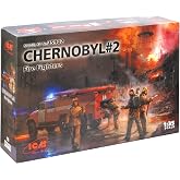 ICM 35902 Plastic Fire Fighter Model Kit Chernobyl#2. Fire Fighters (AC-40-137A Firetruck &amp; 4 Figures &amp; Diorama Base with Background) - Scale 1:35