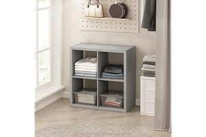 Furinno Cubic Closet Organizers and Storage, 4-Cube Closet Organizer, Open Shelf Closet Storage, Extra Thick Frame for Wardrobe, Bedroom, Living Room, Light Grey