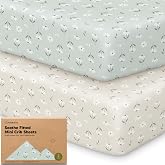 2-Pack Mini Crib Sheets Fitted, 38x26 Pack N Play Mattress Sheets (Daisies) | Organic Cotton Sheets for Pack and Play Mattress, Soft, Breathable Playard Bedding Sheet, Mini Toddler Bed Cover, Boys, Girls