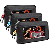 Foxrino Tool Pouch with Clear Window for Electricians, 1680D Oxford Small Tool Bag, Heavy Duty Tool Pouches with Zipper, Transparent Zipper Pouches for Organizing and Storage, Gifts for Men, 3 Pack