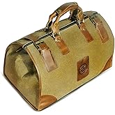 Handadsume Water Resistant Canvas + Leather Travel Luggage Tote Duffle Gym Suitcase Weekender Overnight Bag For Men Male FB8151 (A-Brown)