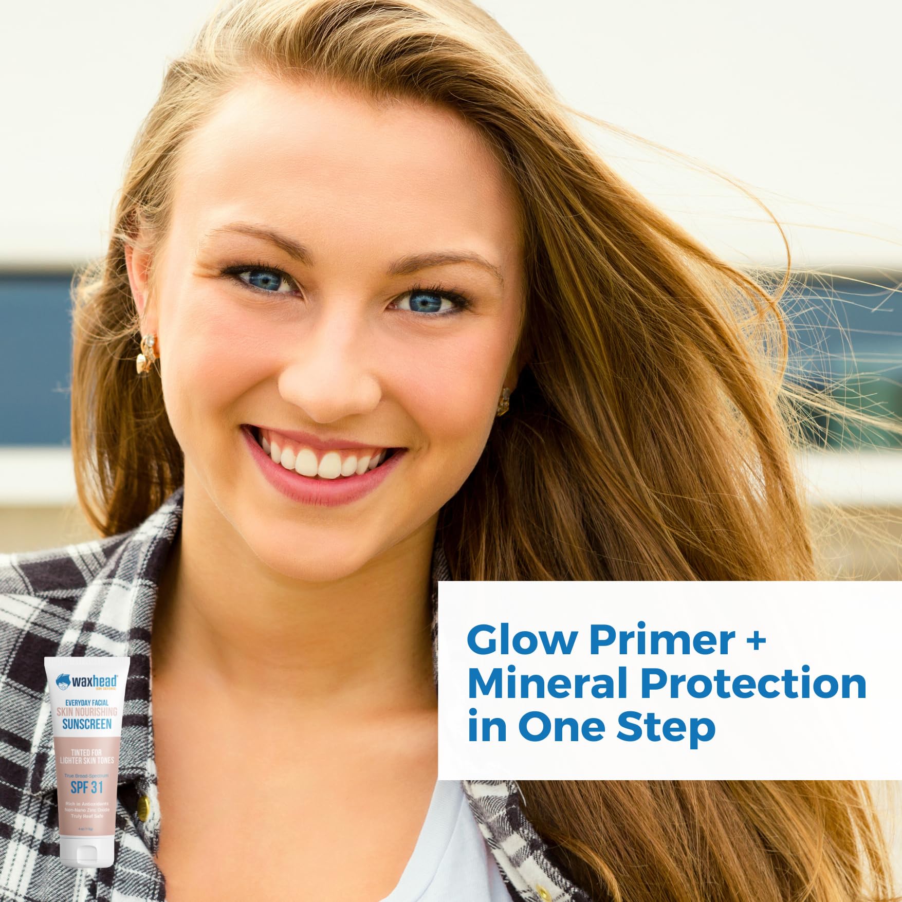 Waxhead Tinted Mineral Sunscreen for Face – Sheer Glow BB Cream Moisturizer with SPF 31, Non-Nano Zinc Oxide, Unscented, Non‑Comedogenic Mineral Facial Sunscreen, Primer under Makeup (Light Tint 4oz)