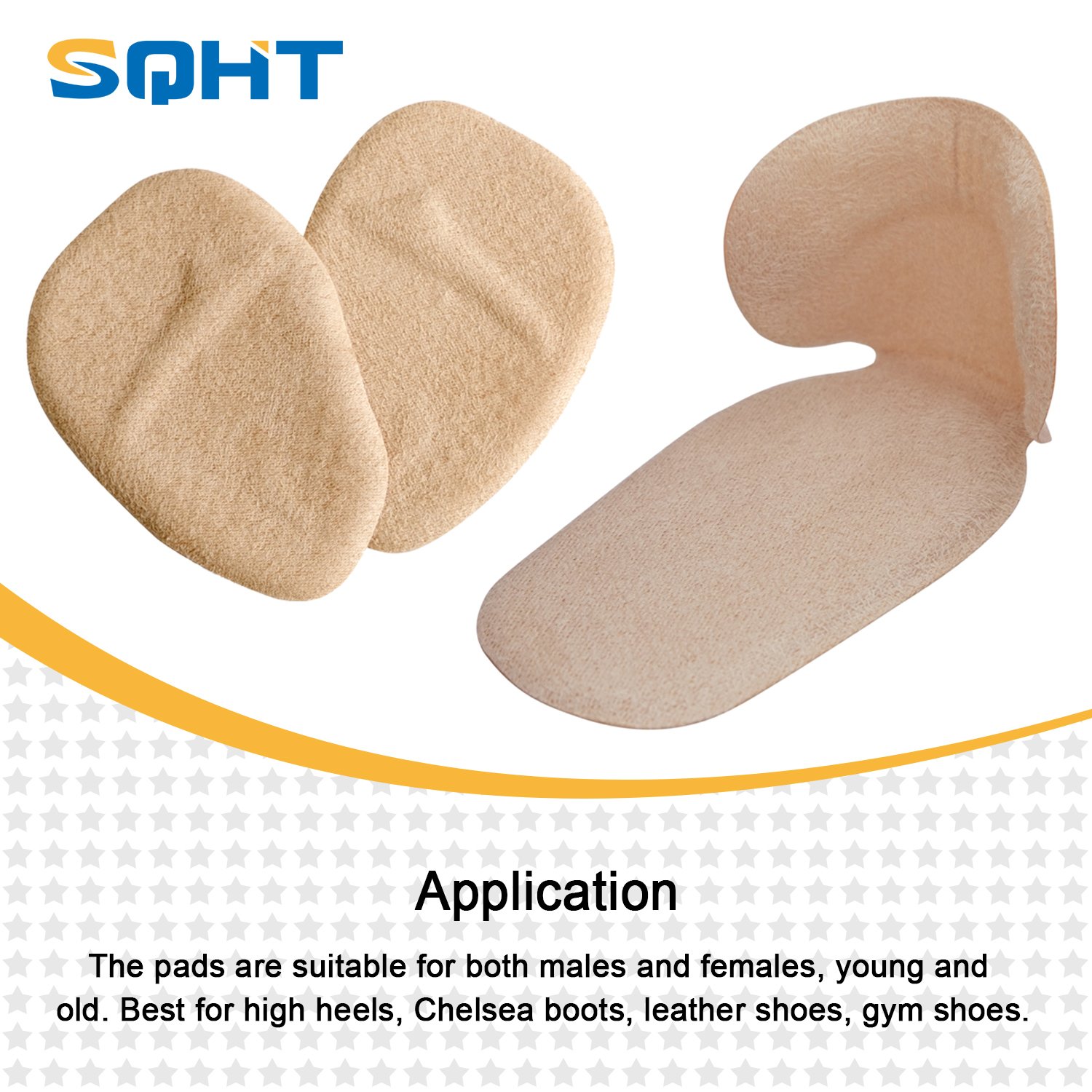 Heel Grip Liners Pads and Ball of Foot Cushion Gel Inserts Back Heel and Forefoot Relieve by SQHT (Beige)