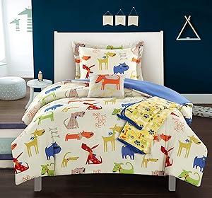 Chic Home Pet Land 4 Piece Comforter Set Man's Best Friend Puppy Dog Theme Youth Design Bedding - Throw Blanket Decorative Pillow Sham Included, Twin,