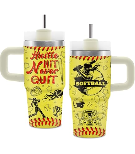 Softball Themed Glass Cup With Lid & Straw - 16 Oz Iced Coffee Tumbler, Gift Set For Softball Lovers, Women & Men - View #9