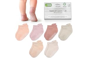 Organic Cotton GOTS Certified Ankle Baby Socks 6 Pairs, 6M - 5Y For Infants & Toddler Socks Non Slip Baby Girl & Boy Socks