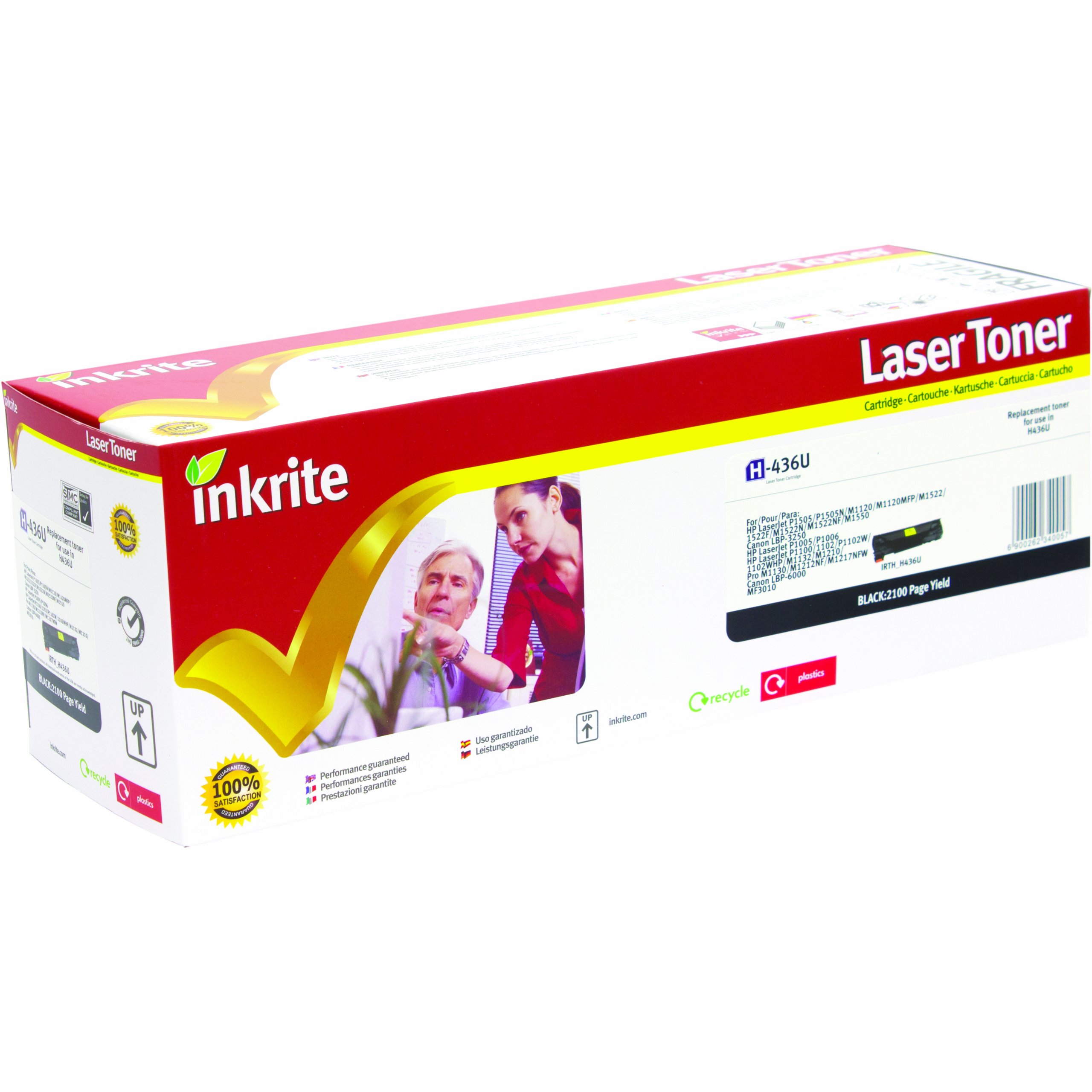 Inkrite Remanufactured Toner Cartridge Replacement for HP CB435A CB436A CE285A and Canon 725 Black