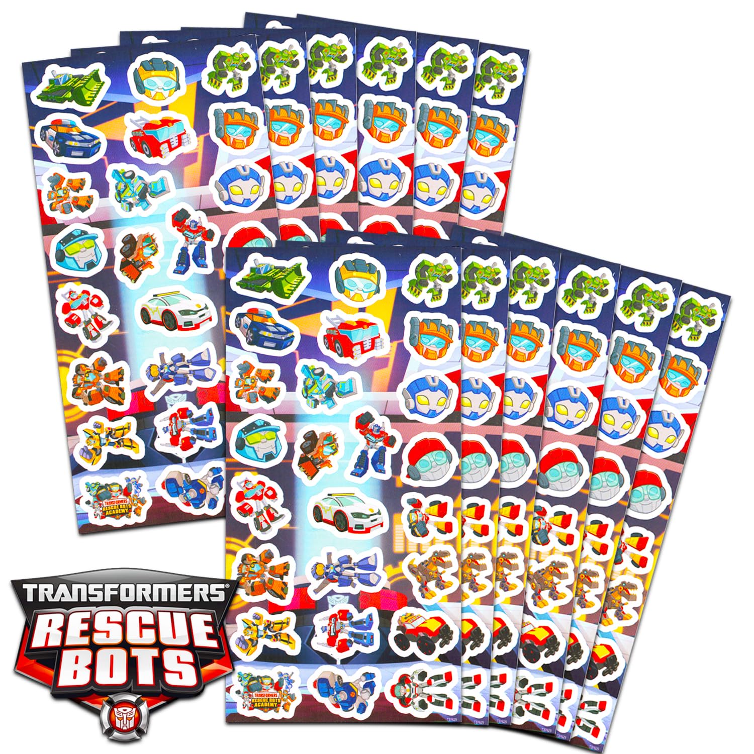 Photo 1 of Transformers Party Favors Pack - Bundle with 300 Rescue Bots Stickers Featuring Optimus Prime, Autobots, Decepticons, More for Kids | Transformers Party Supplies MADE IN USA