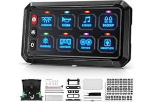 Bumbee Blue 8 Gang Switch Panel Multifunction 3 Silicone Button Momentary Strobe ON-Off Circuit Control Fuse Box LED Toggle Switch Box Universal for Golf Cart Car Truck RV Offroad Marine