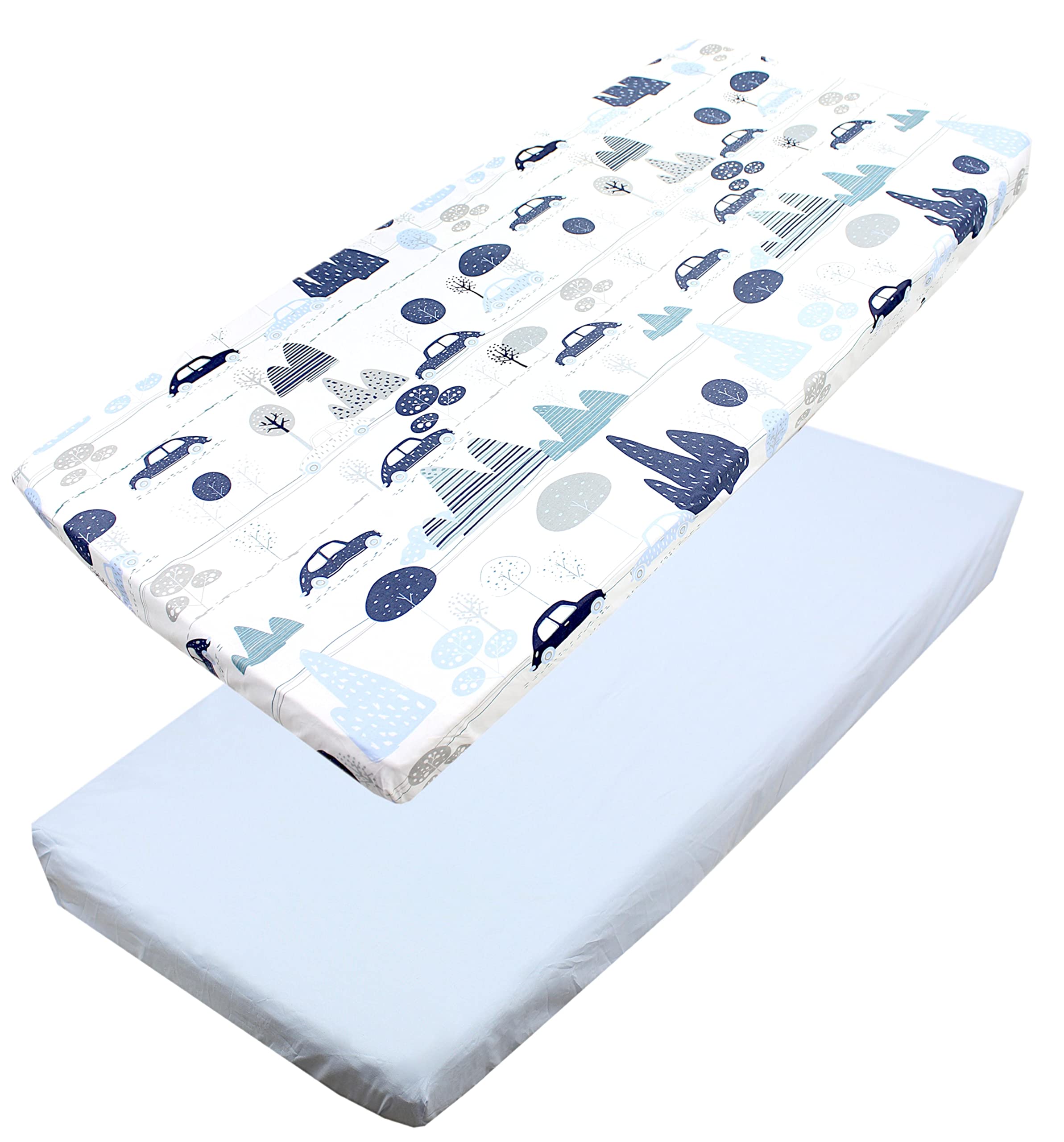 TupTam baby fitted sheet children fitted sheet for baby bed cot pack of 2, Cars Blue, 60 x 120 cm