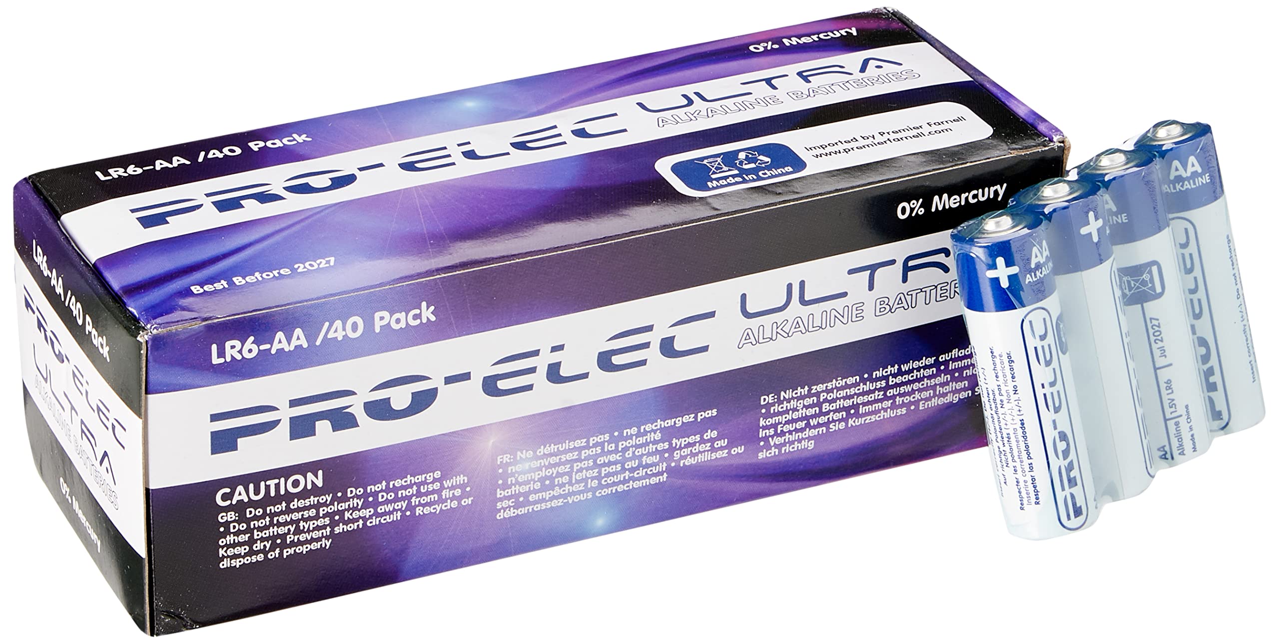 Pro Elec PSG90903 Ultra Alkaline AA Batteries 40 Pack