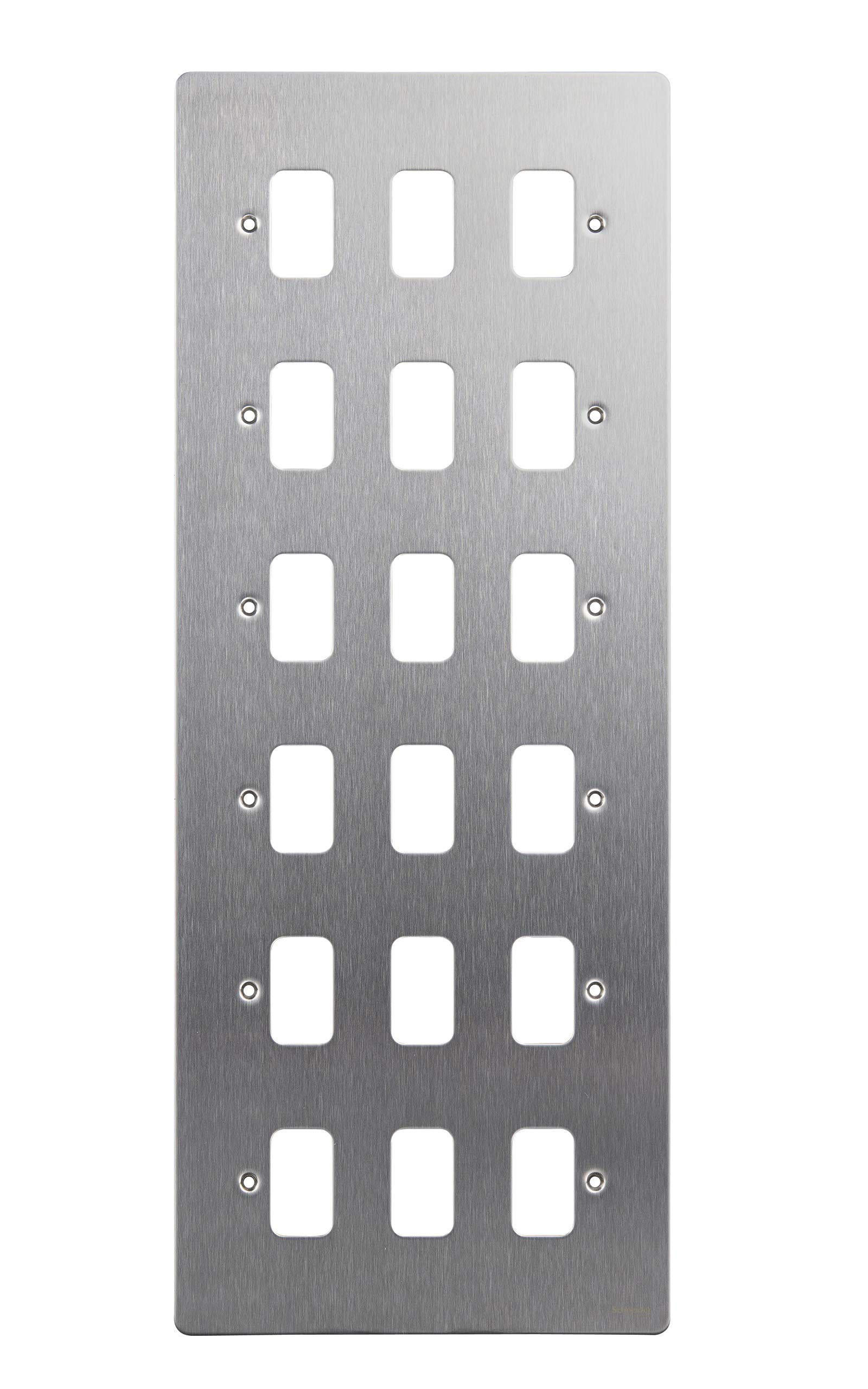Schneider Electric Ultimate Flat Plate - 18 Gang Grid Faceplate, with Mounting Frame, GUG18GSS, Stainless Steel