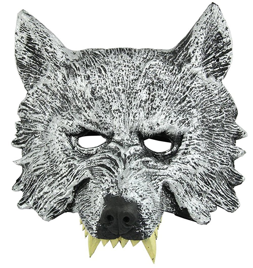 Masquerade 3D Werewolf Mask - Scary Grey Wolf Face Mask for Haunted House Props, Cosplay, Costume, Horror Nights