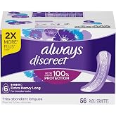 Always Discreet Extra Heavy Long Incontinence Pads, 56 Count