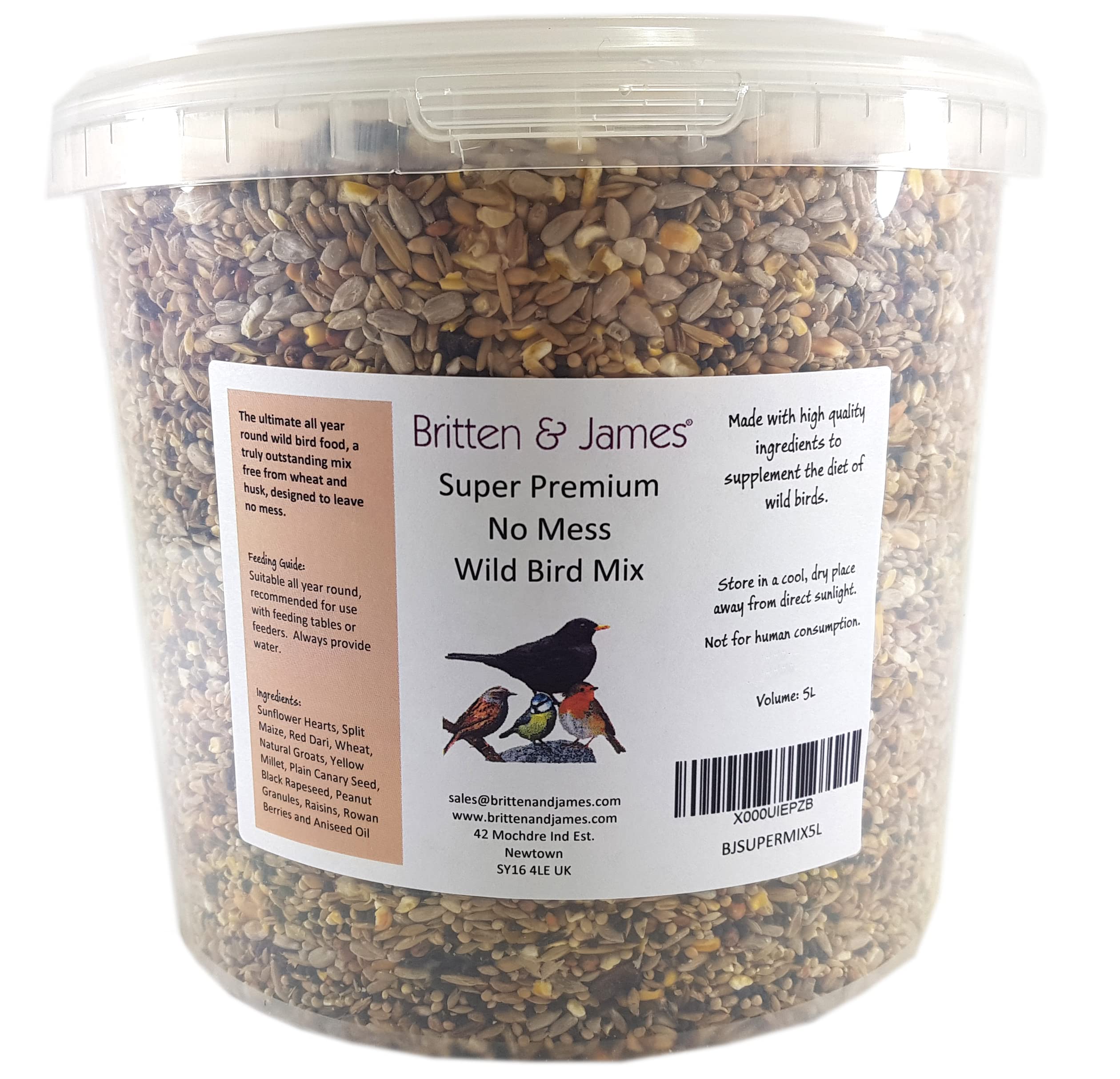 Britten & James Extra Premium Supermix for Wild Birds in a Stay Fresh 5L Tub (4kg)