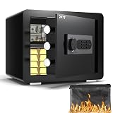 DAYI Safe Box, 0.8 Cubic Feet Home Safe with Fireproof Waterproof Bag, Security Safe Box for Money Cash Valuables, Digital Electronic Keypad, Dual Alarm System, Removable Shelf - D-25