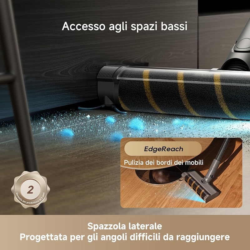 R30 Aspirapolvere senza Fili, 22.000 Pa/190 AW, Spazzola Laterale