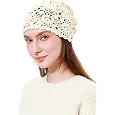 sy soul young Women's Crochet Cotton Beanie Hat Soft Slouchy Knit Boho Hat Skull Cap for Outdoor Travel