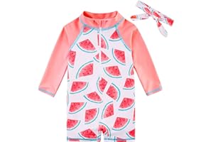 TUPOMAS Toddler Baby Girls Swimsuit Long Sleeve Bathing Suit UPF 50+ Rash Guard One Piece Zipper Swimwear 6 Months-4 Years