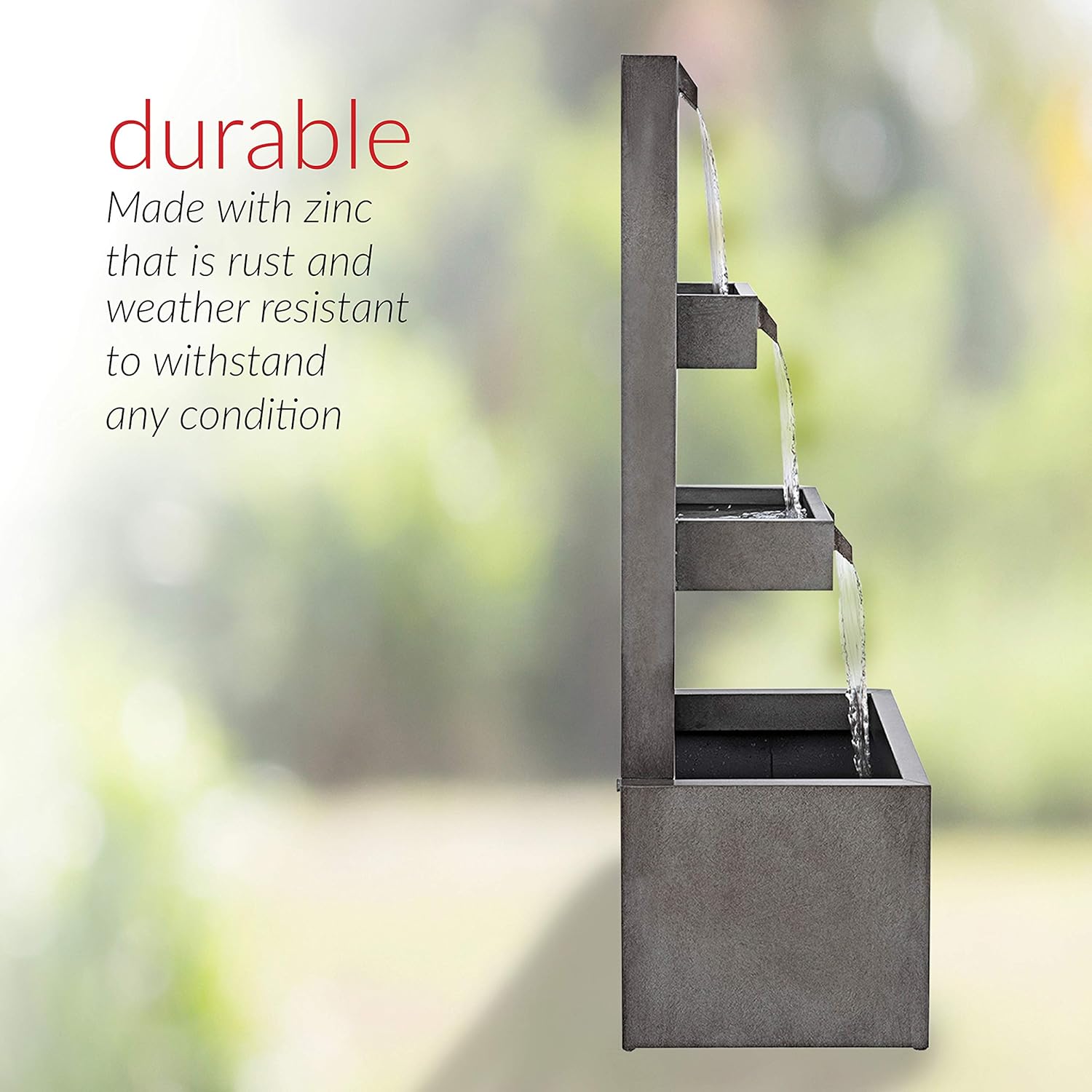 Alpine Corporation 43" Tall Indoor/Outdoor Multi-Tier Modern Industrial Metal Fountain : Garden & Outdoor