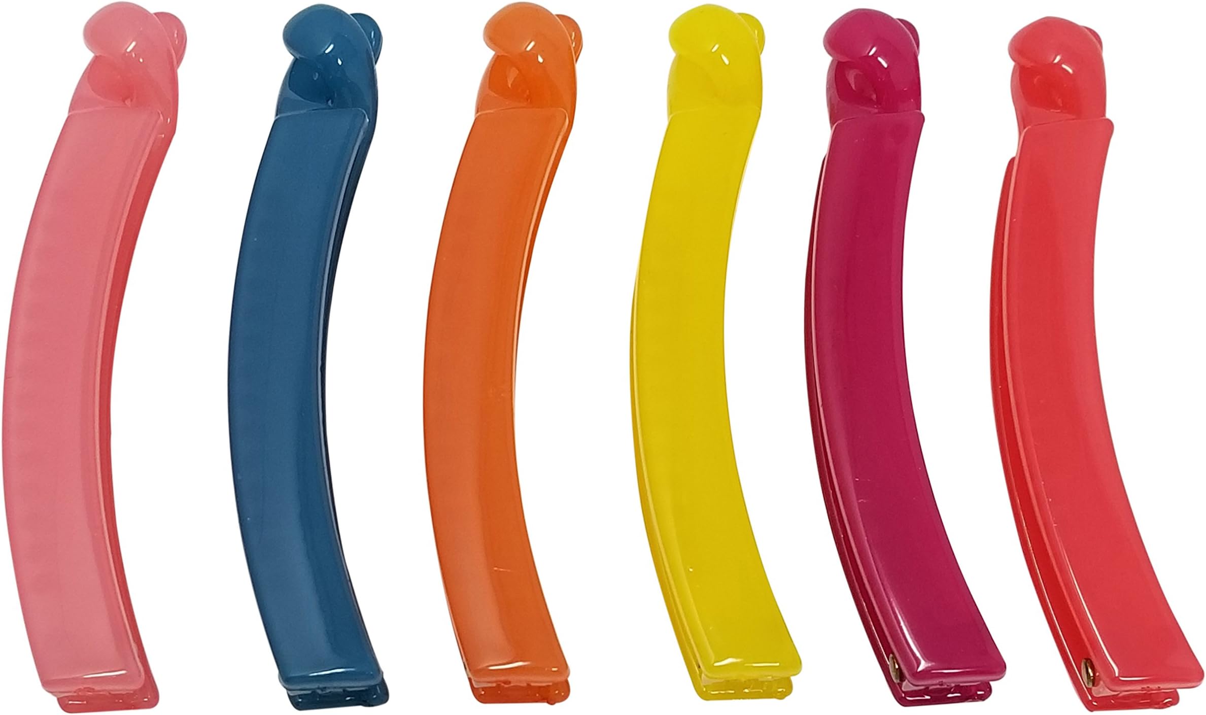 Evogirl Banana Clips Thick Curved Glossy Rainbow Colors, Medium Size (Pack of 6)