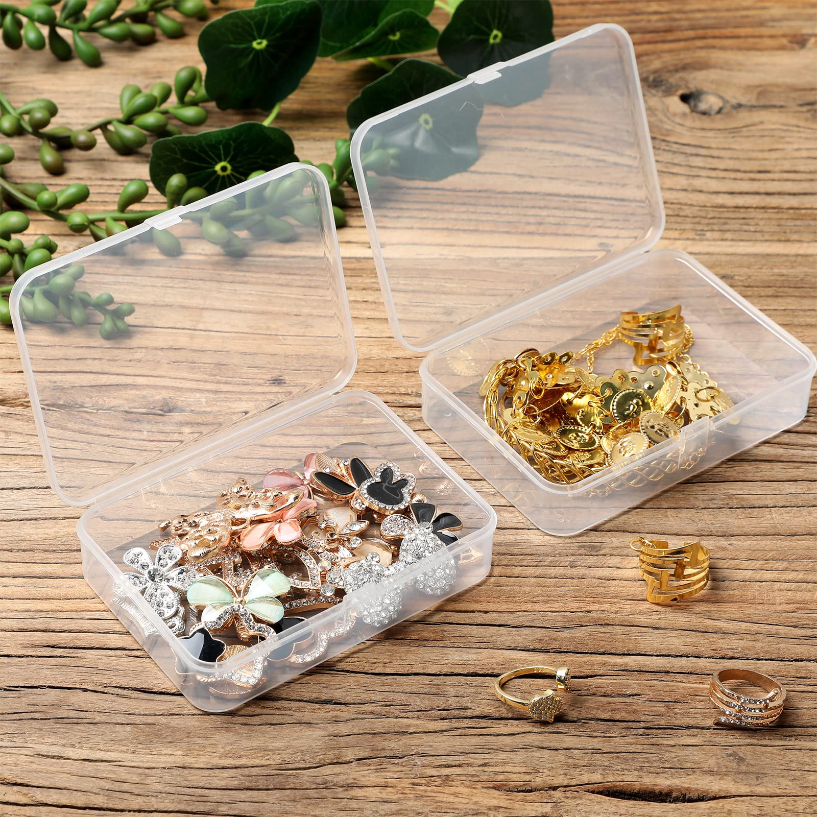 Tuanse 30 Pcs Clear Plastic Beads Storage Containers Box with Lids Multiple Sizes Storage Square Containers for Jewelry Beads Craft Supplies(4.1 x 3 x 1 Inch)