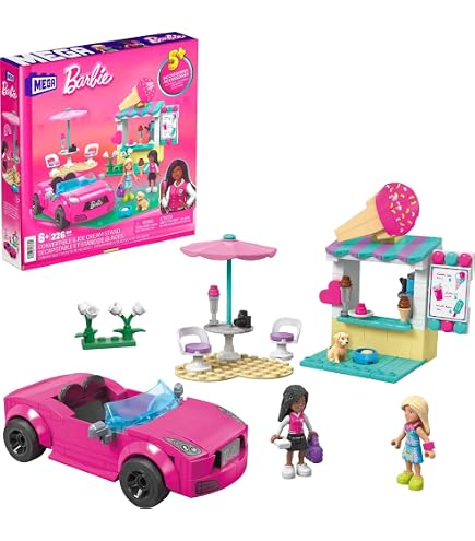 MEGA barbie MEGA Barbie Aventure en Camping-car de rêve avec 2 mini-figurines, jeu de briques de construction, 123 pièces, pour enfant dès 5 ans, GWR35