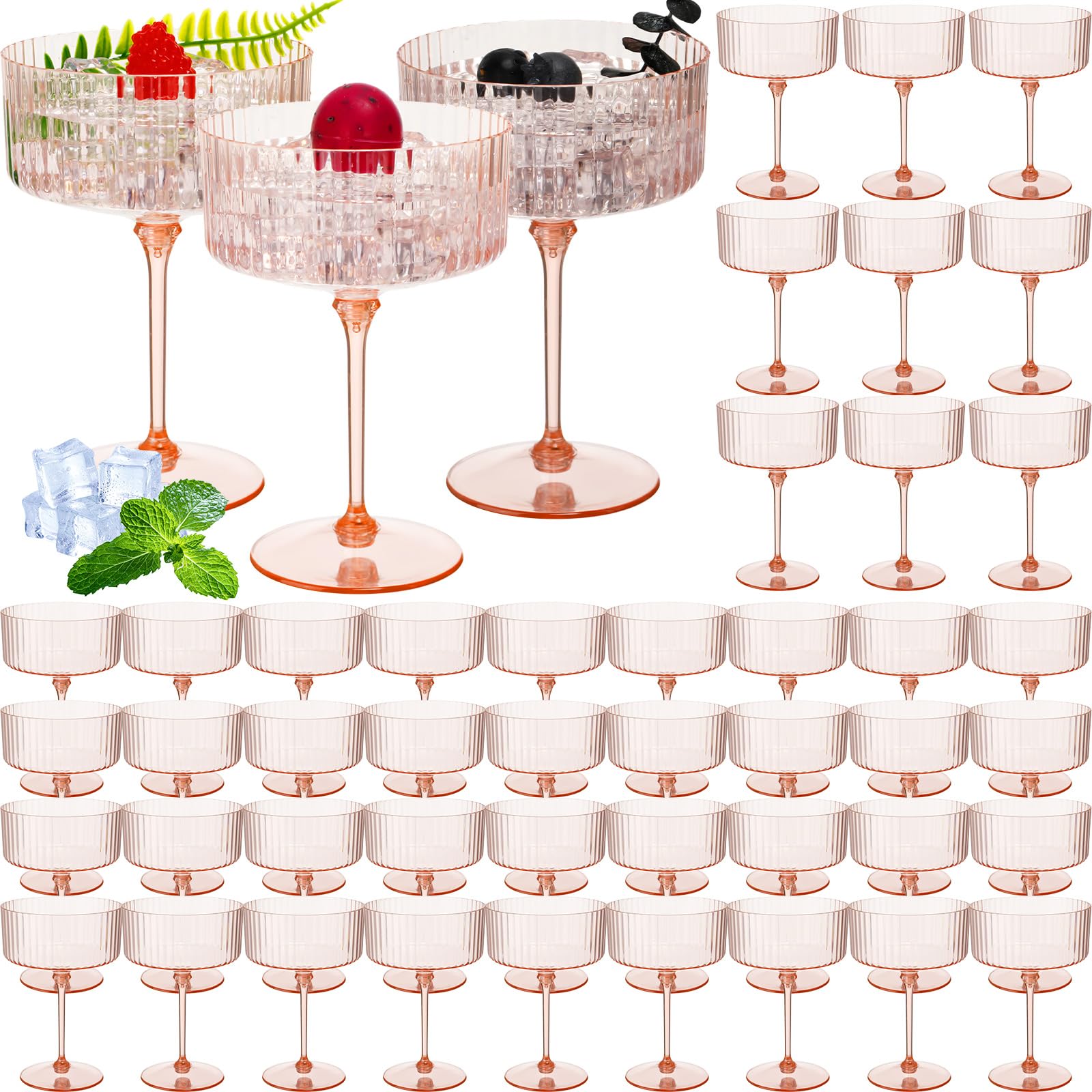 Photo 1 of ***MISSING PARTS***
Jingmore 48 Pcs Ribbed Martini Glasses 10 oz Disposable Plastic Vintage Ribbed Coupe Glasses Unbreakable Dessert Parfait Glassware for Wedding Birthday Party Supplies (Champagne Powder)