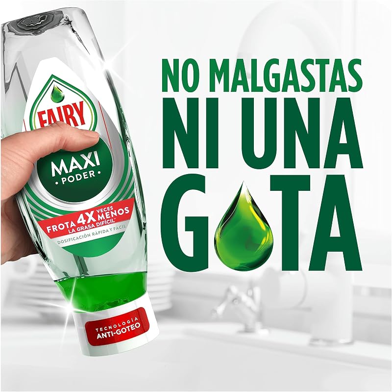 Máquina de lavar louça líquida de mão fairy maxi power, 3,6 l (8 x 450 ml), com poder antigordura, fácil limpeza pratos, panelas e frigideiras mais gordurosos