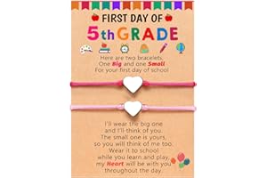 UNGENT THEM Back to School Mommy and Me Bracelet Matching Heart Wish Bracelet Set for 2 First Day of School Gifts for Boys Girls