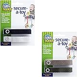 Baby Buddy 4 Count Secure-A-Toy Straps, Black/White/Tan/Olive