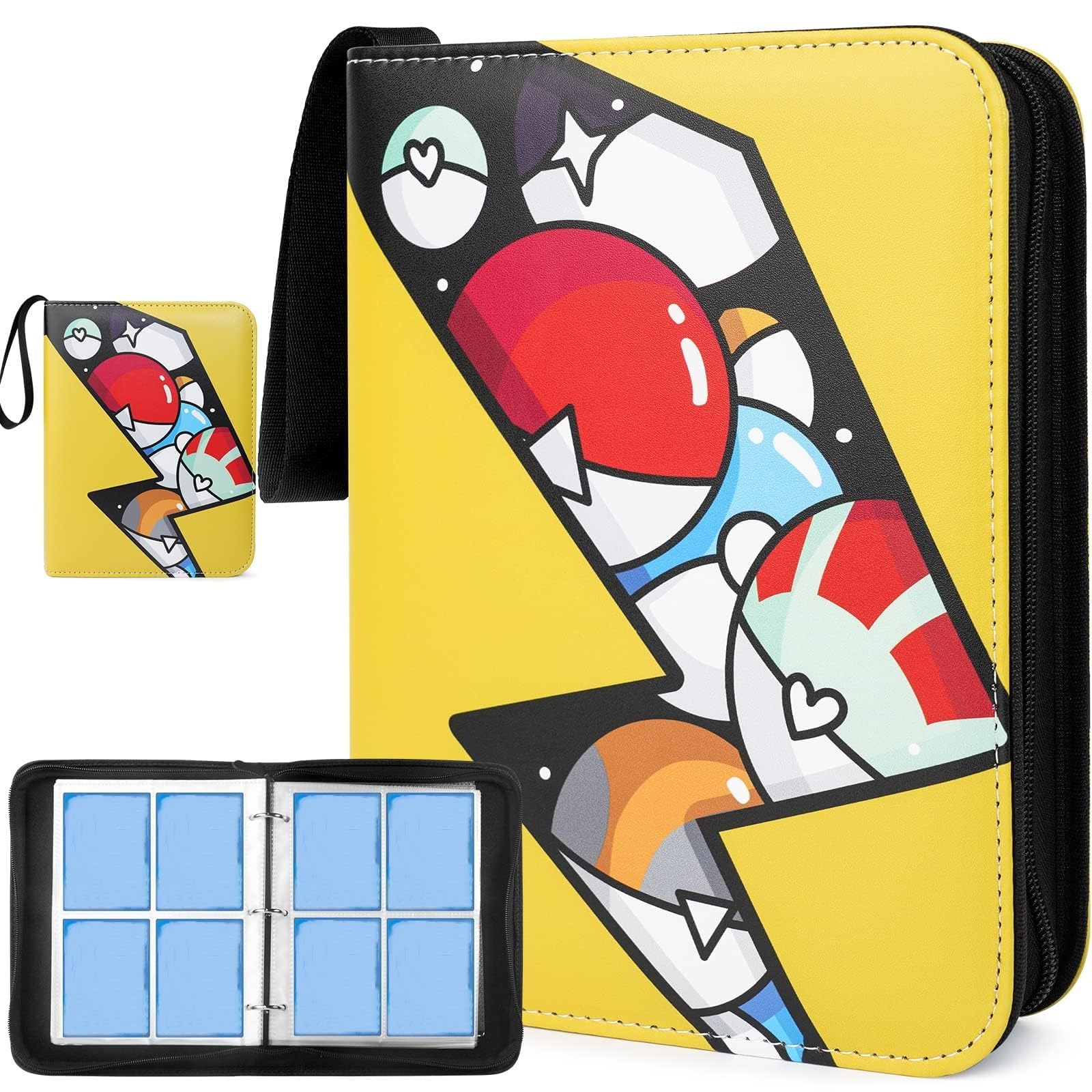 Card Binder for Pokemon, 4 Pocket Card Binder Card Holder Album, Card Folder Book with 60 Removable Pages 480 Pocket