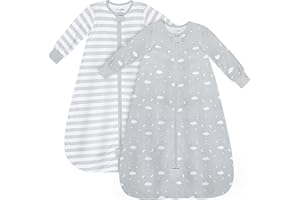 Mama Cheetah Baby Sleep Sack with Sleeves, 1.0 TOG Organic Cotton Wearable Blanket and Two-Way Zipper, Swaddle Transition Lon