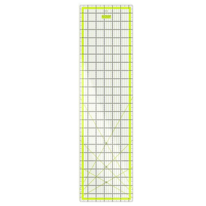 Arteza Patchwork-Lineal — Transparentes Acryl Quilt-Lineal — 6.5 x 24 Zoll — Quilten Lineal mit Zweifarbige Rasterlinien