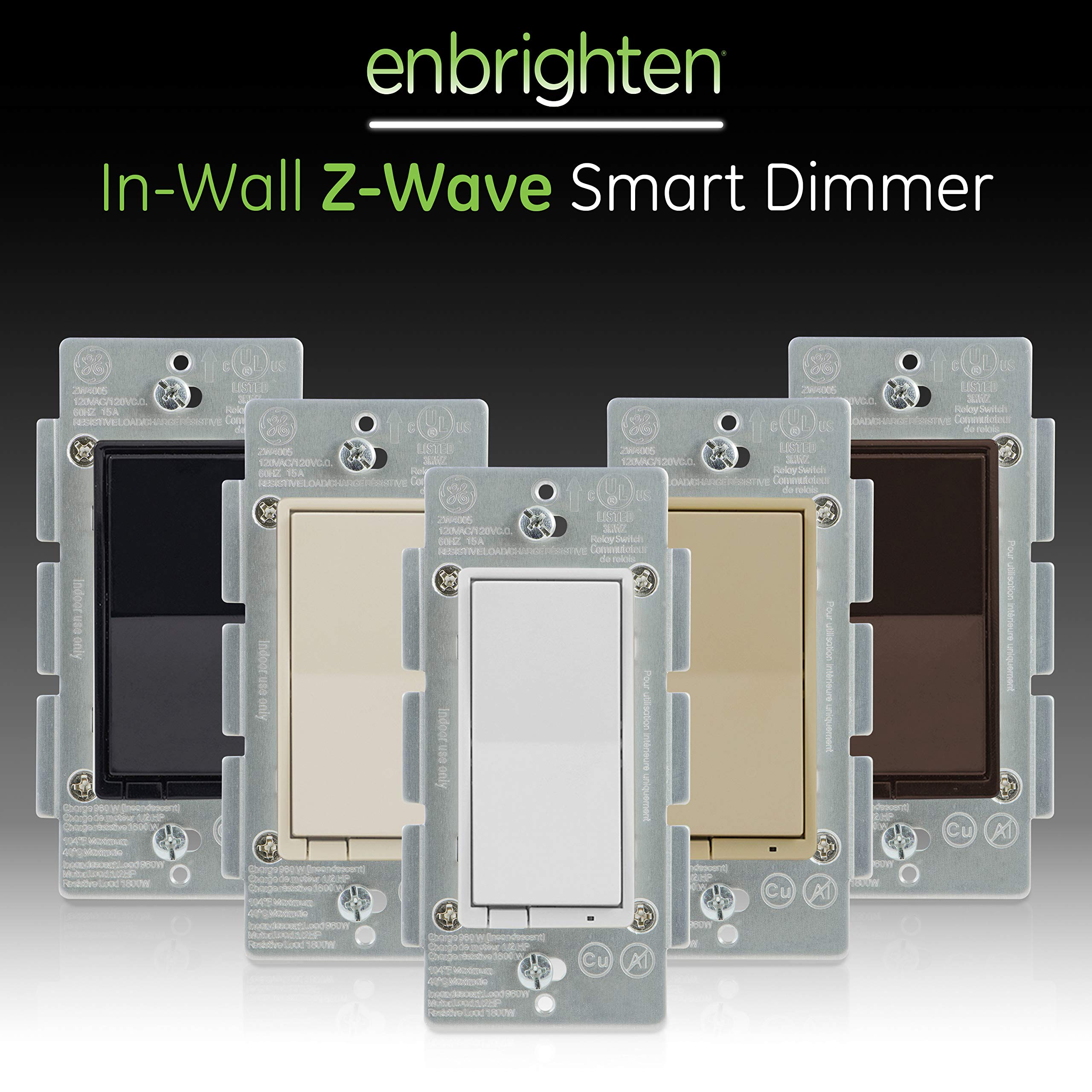 GE Enbrighten ZWave Plus Smart Dimmer Switch, Full Dimming, InWall
