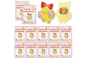 Quelay 24 Pack Cheer Team Gifts Bulk Cheerleader Duck Pins Brooches You've Been Cheer Ducked Tags Team Inspirational Gift Accessories for Teammates