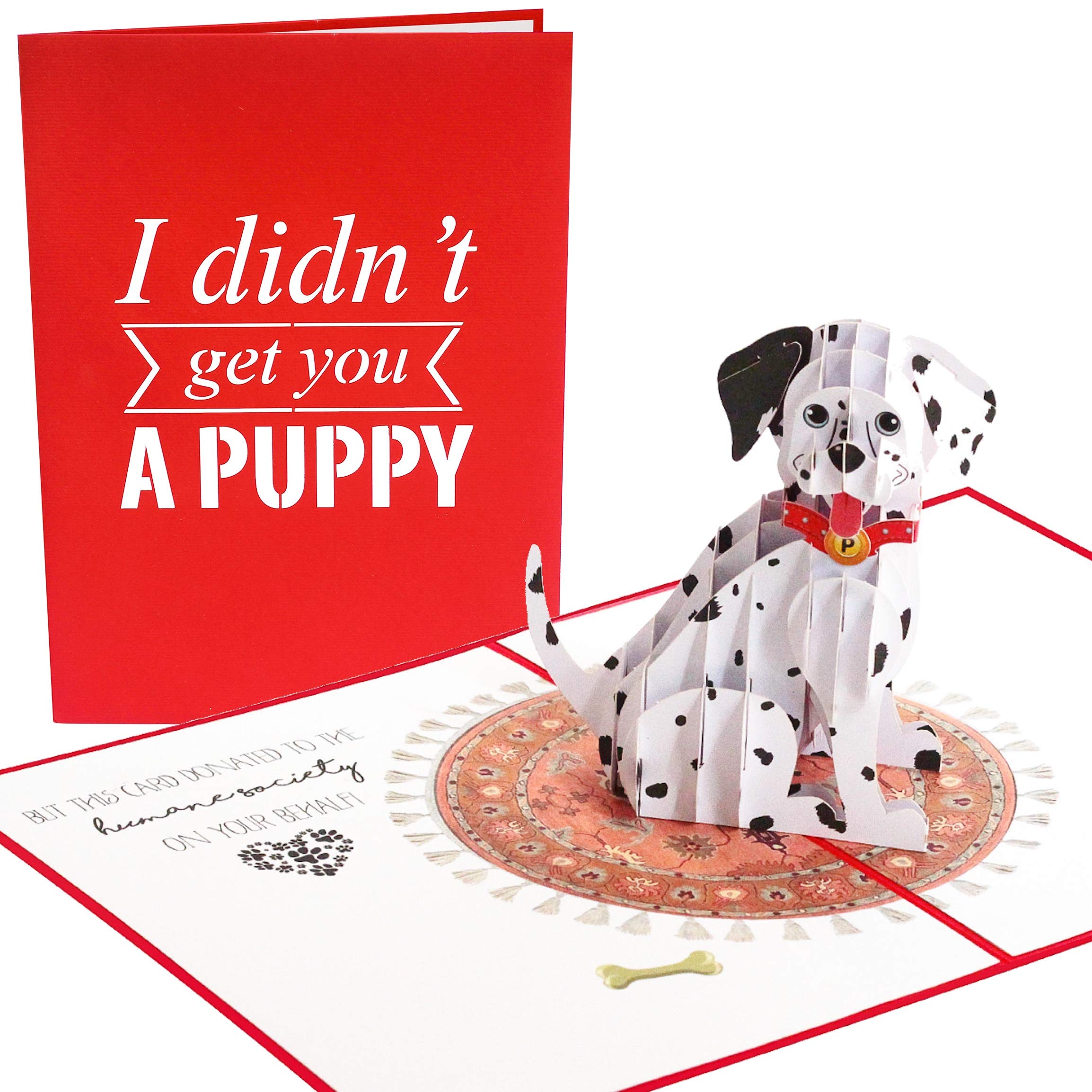 PopLife® Funny Puppy 3D Pop Up Card ($1 Donation to the Humane Society) - Dog Lover Card for All Occasions, Dalmatian, Mother's Day, Father's Day, Veterinarian Gift - Birthday, Just Because, Get Well