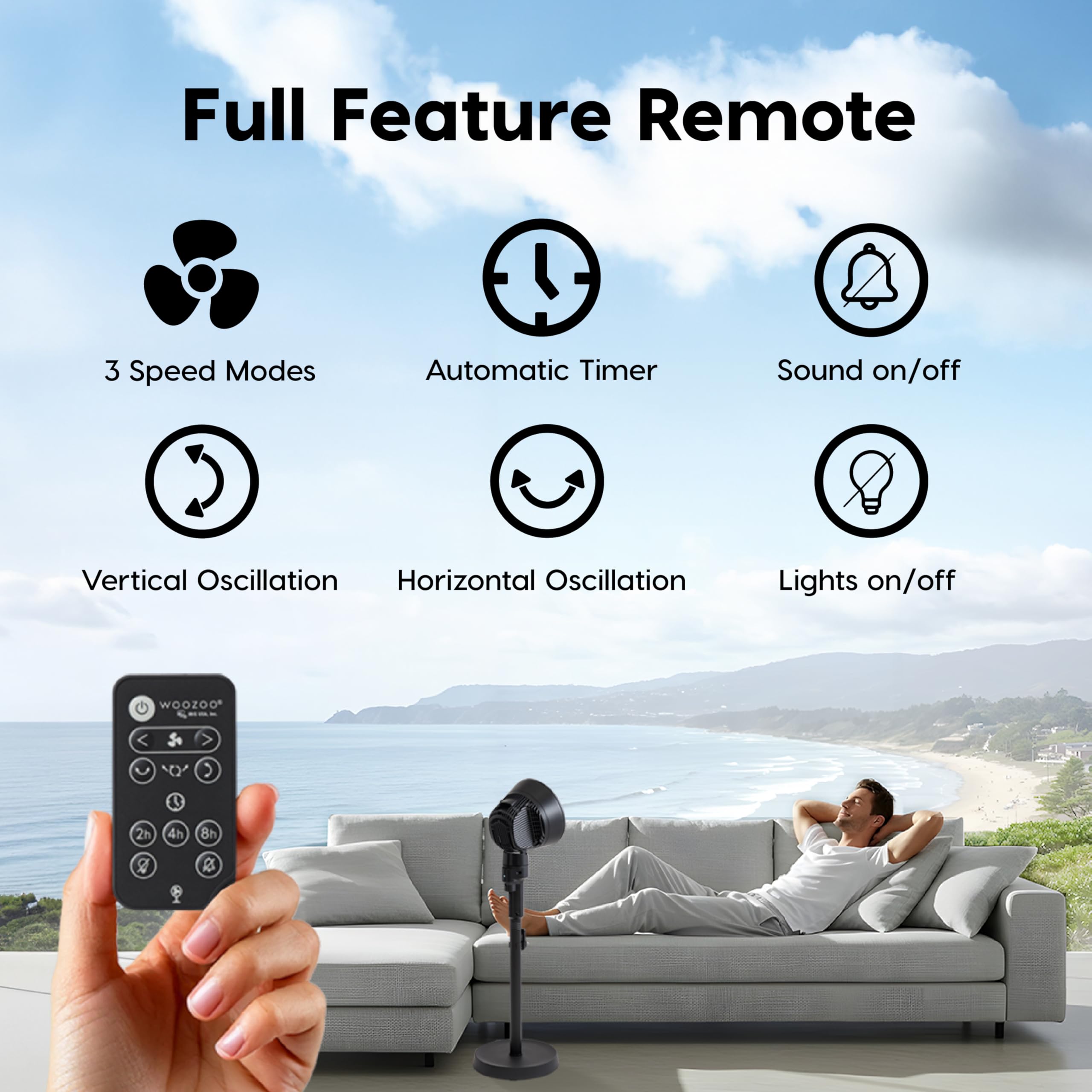 IRIS USA WOOZOO Air Circulator Pedestal Fan with Remote, 5.5