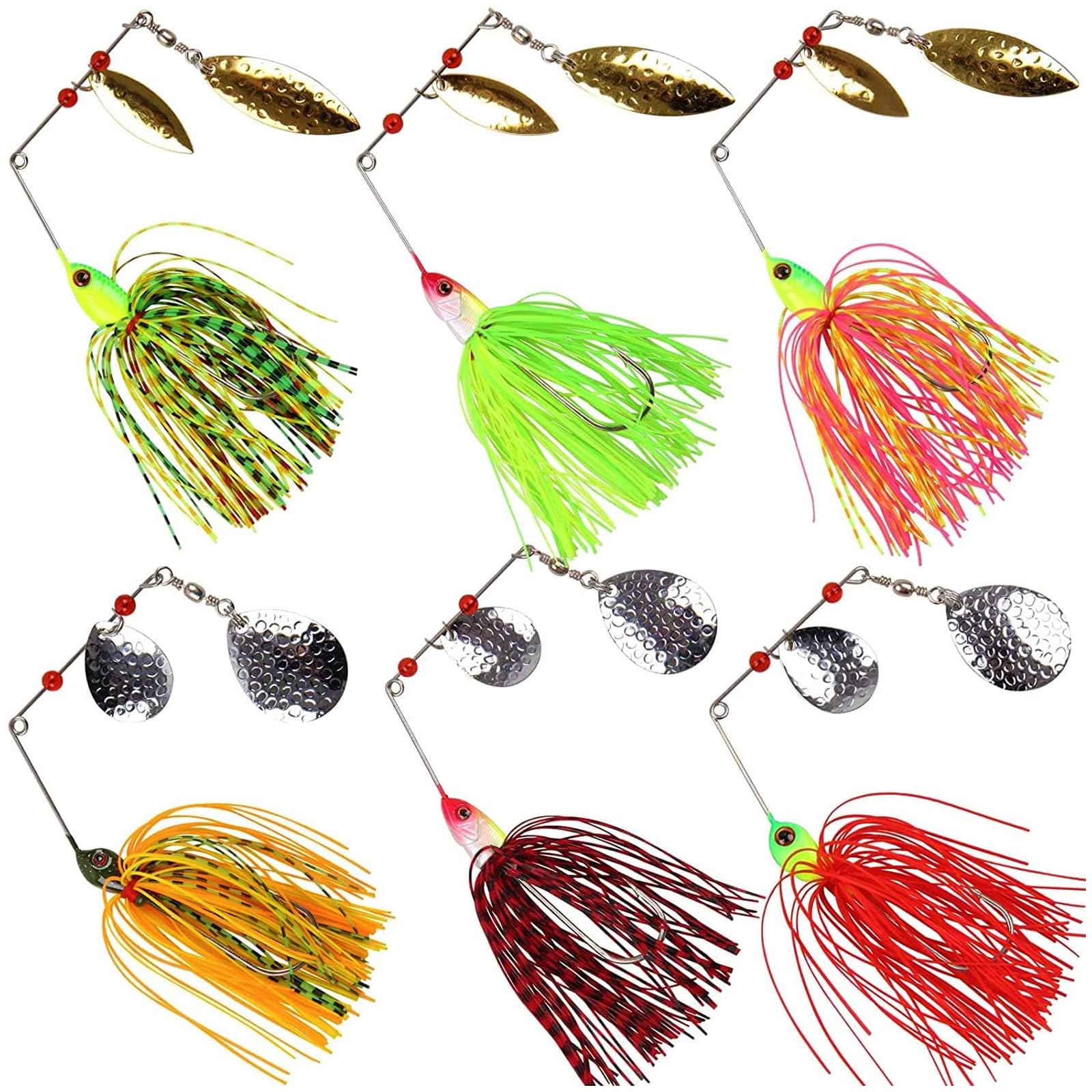 JSHANMEI Fishing Lures Spinnerbait, Bass Fishing Lure Spinner Baits Kit Hard Metal Multicolor Buzzbait Spinnerbait Jigs for Bass Pike Trout Salmon