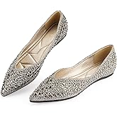 Flats Shoes Women Rhinestone Pointed Head Ballet Flats Comfortable Soft Memory Foam Insole Flat Shoes for Women Comfortable Dress Shoes
