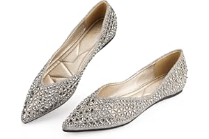 LIYUHANJIALU Flats Shoes Women Rhinestone Pointed Head Ballet Flats Comfortable Soft Memory Foam Insole Flat Shoes for Women Comfortable Dress Shoes