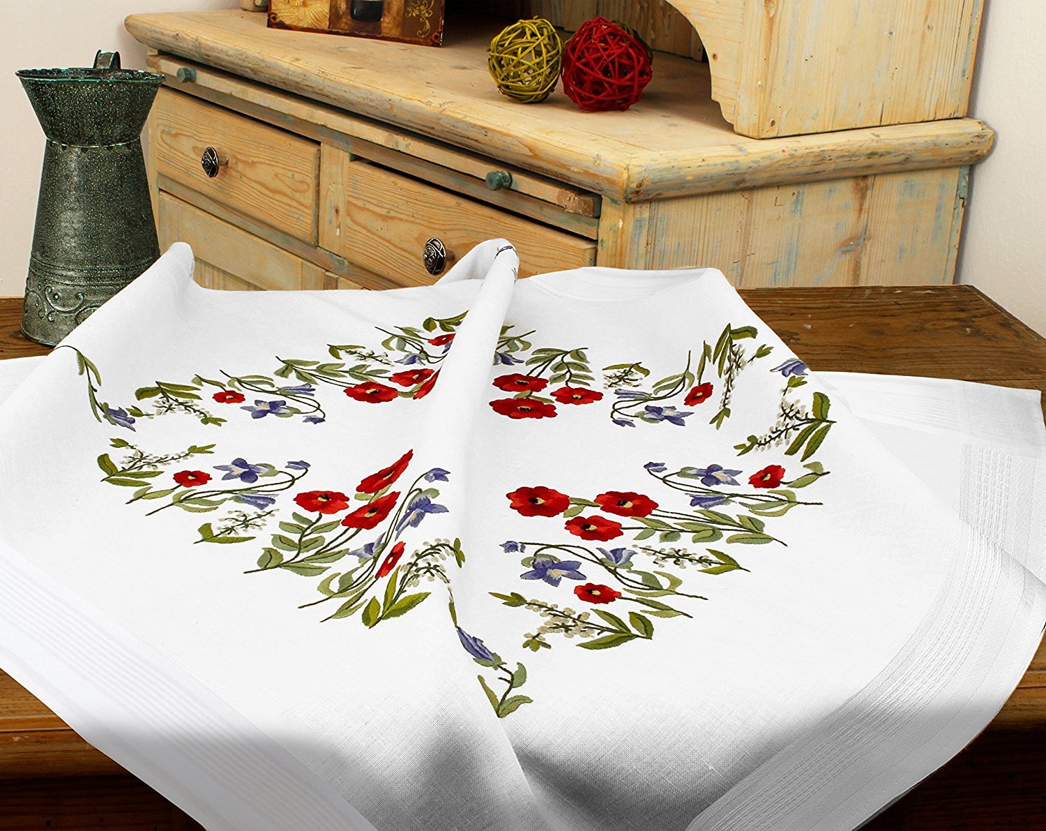 Kamaca Needlepoint Poppy, meadow stitch Satin stitch needle painting, 100 % cotton for self-embroidery