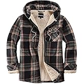 Elesuit Men's Full Zip Fleece Flannel Jackets Shirt Plaid Cotton Hoodies Soft Warm Coat for Men with Hood