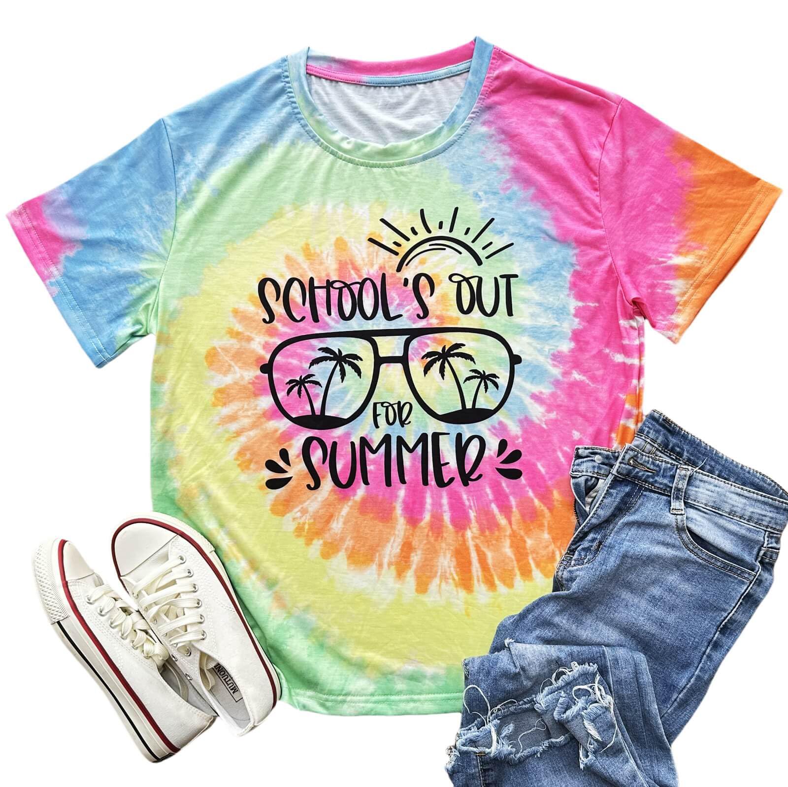 Photo 1 of FYAPHION School Out for Summer Shirts Last Day of School Teacher Shirt End of School Year Appreciation Gift Tie Dye XL
